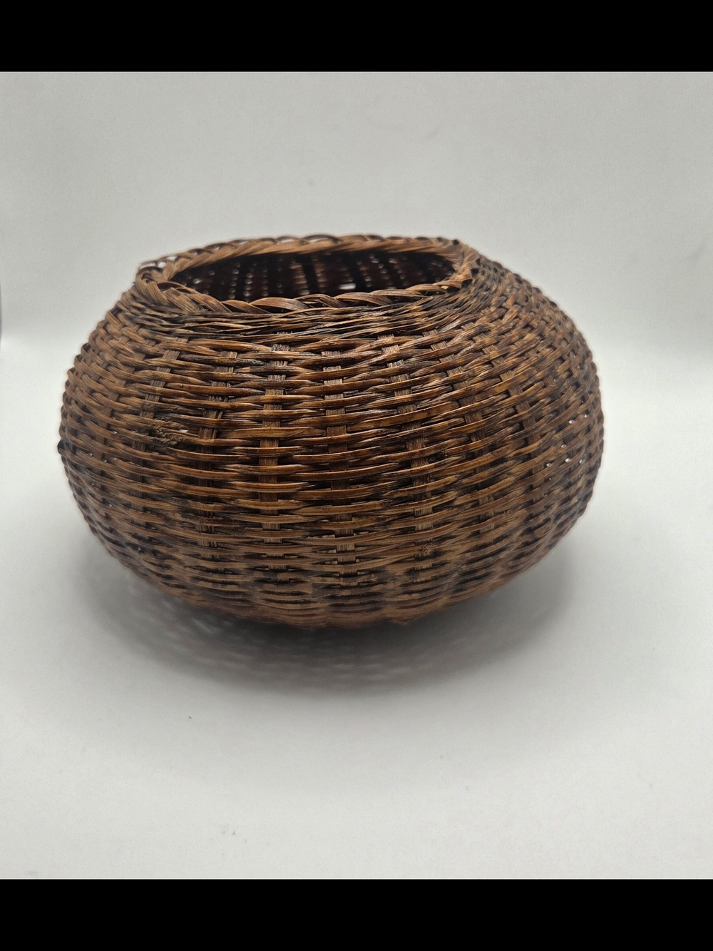 Vintage Handwoven Artisan Brown Wicker Decorative Basket - Home Accents